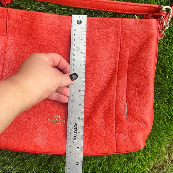 COACH PEBBLED LEATHER CROSSBODY HANDBAG PURSE GENUINE DEEP ORANGE GUC - Picture 10 of 15